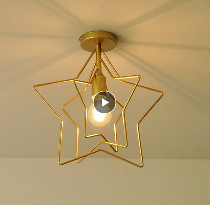 Ceiling light 3D star design light in gold metal