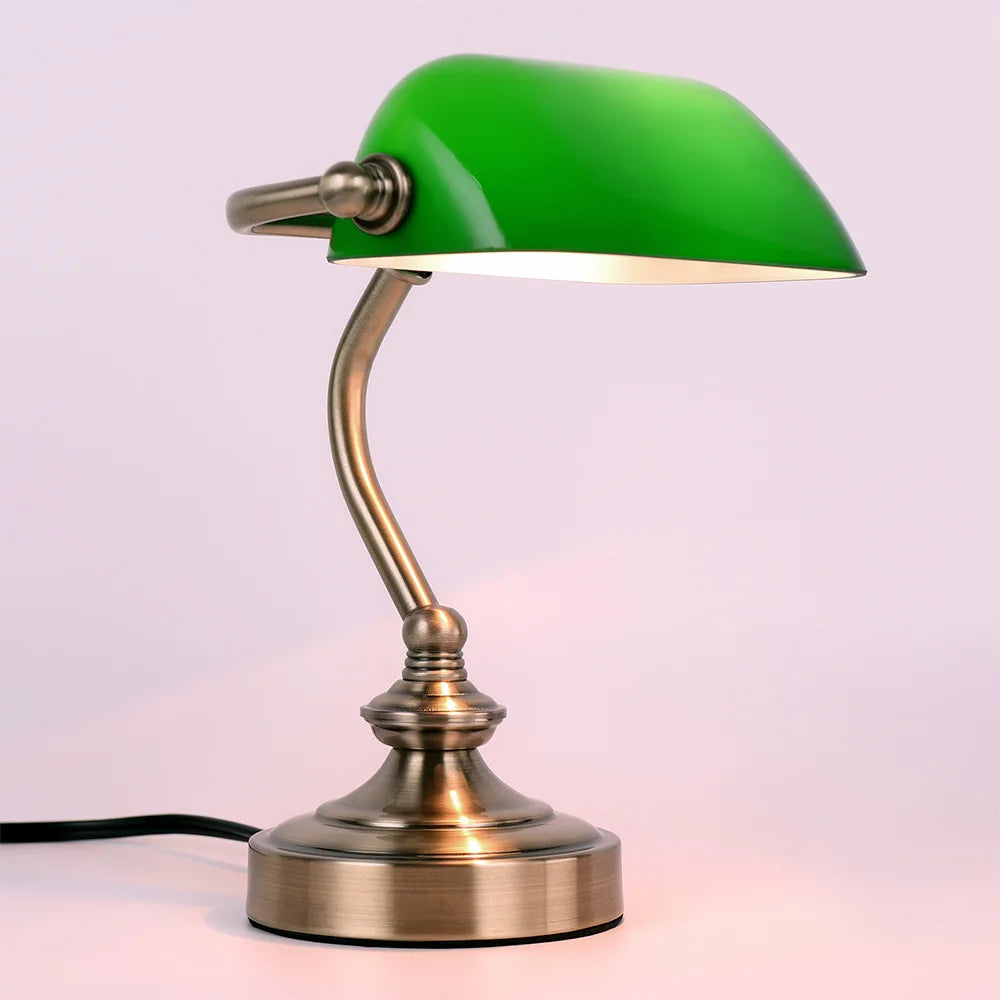Vintage Bedside Lamp - Jade Glow