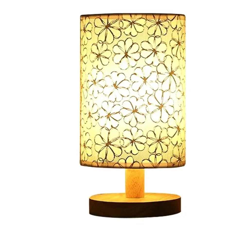 Wooden Bedside Lamp - Blazing Bloom