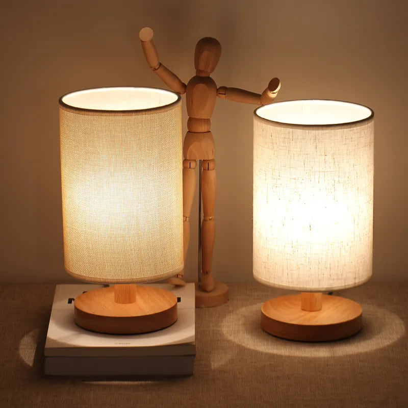 Wooden Bedside Lamp - Sleek Wood Lamp