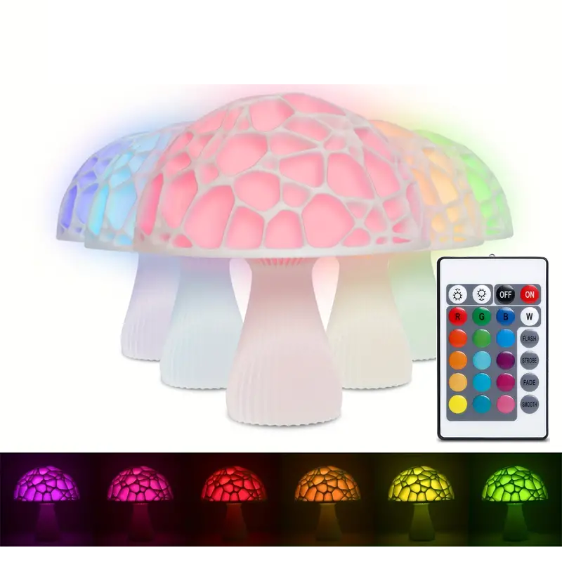 Multicolored Mushroom Lamp with Remote Control - FaeLum