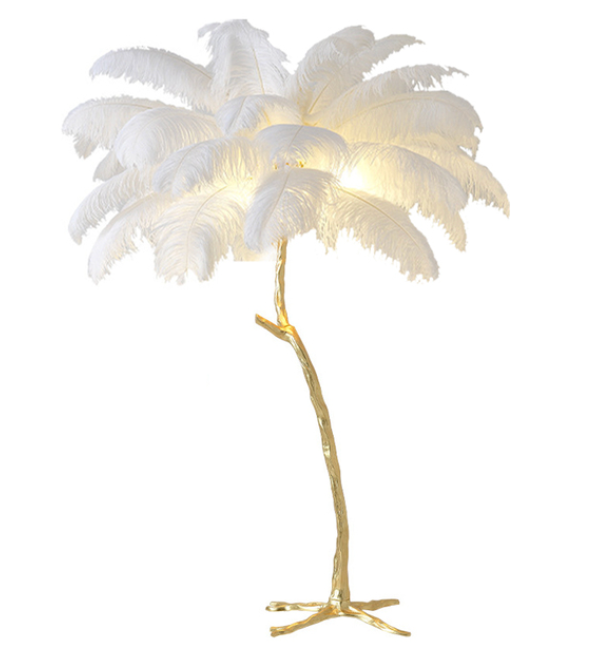 Luminaire sur pied style palmier grandes plumes