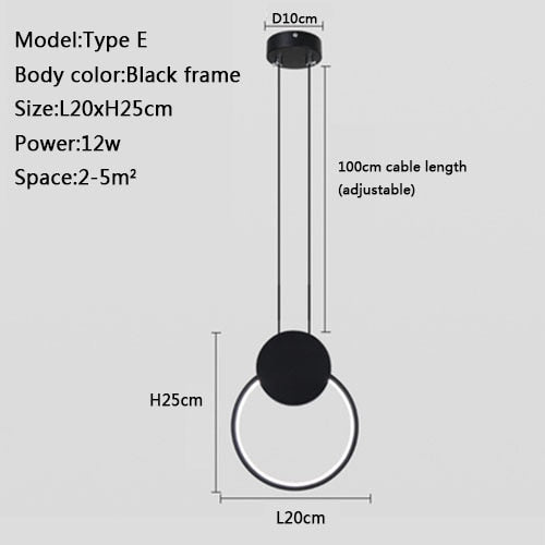 Suspension Luminaire - Astra - Noir-L20xH25cm / Blanc Chaud