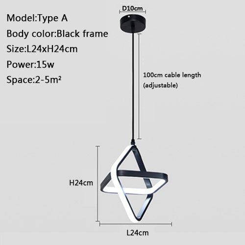Suspension Luminaire - Astra - Noir-L24xH24cm / Blanc Chaud