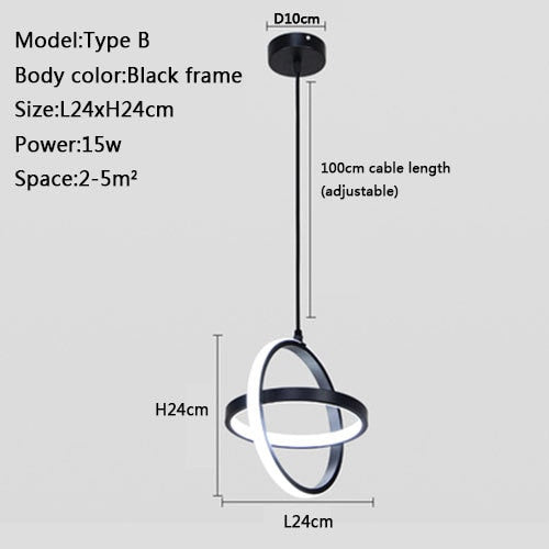 Suspension Luminaire - Astra - Noir-L24xH24cm Type 2