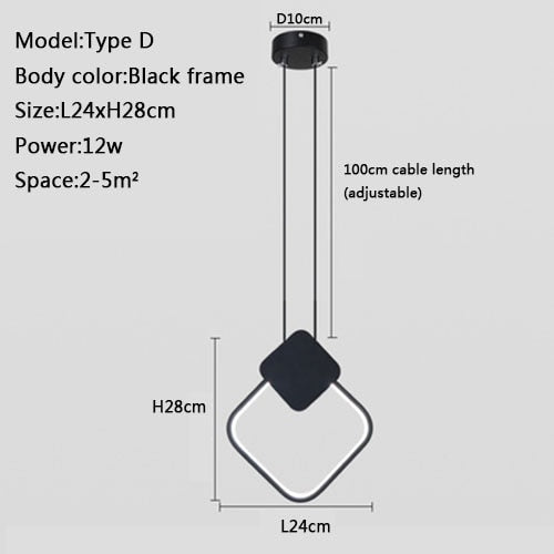 Suspension Luminaire - Astra - Noir-L24xH28cm / Blanc Chaud