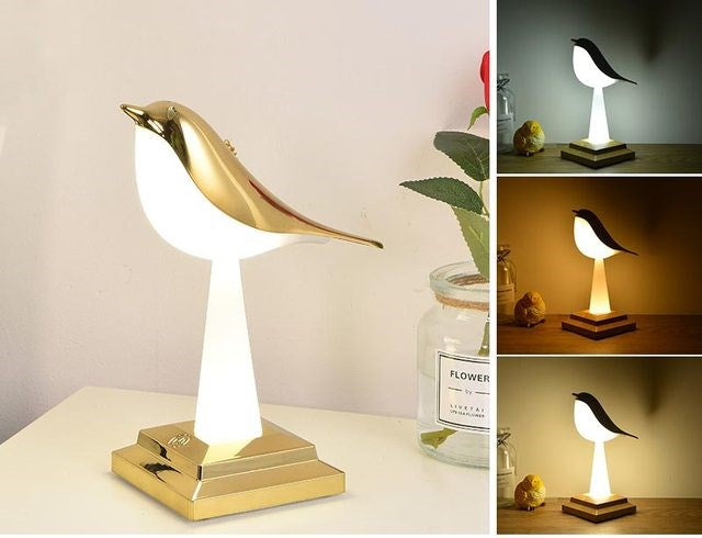 Veilleuse LED oiseau avec capteur tactile - Doré - Lampe